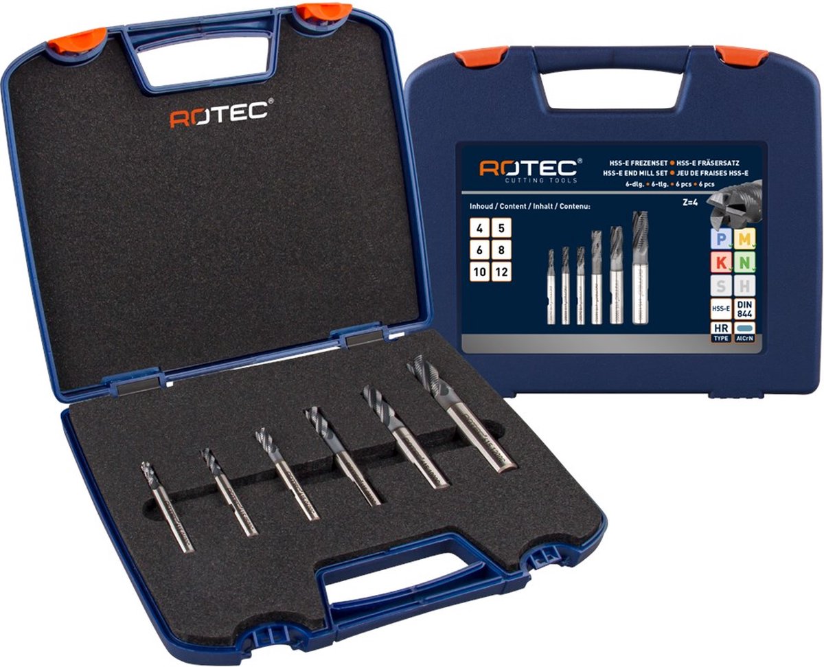 Rotec HSS-E ruwfrezenset '615C', DIN 844, 6-dlg, ø4-12 - 615.9412C