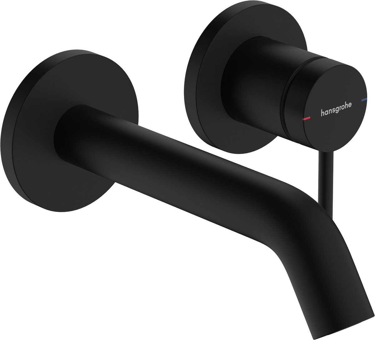 hansgrohe Tecturis Sééngreeps wastafelkraan inbouw voor wandmontage, met uitloop 16,5 cm mat zwart