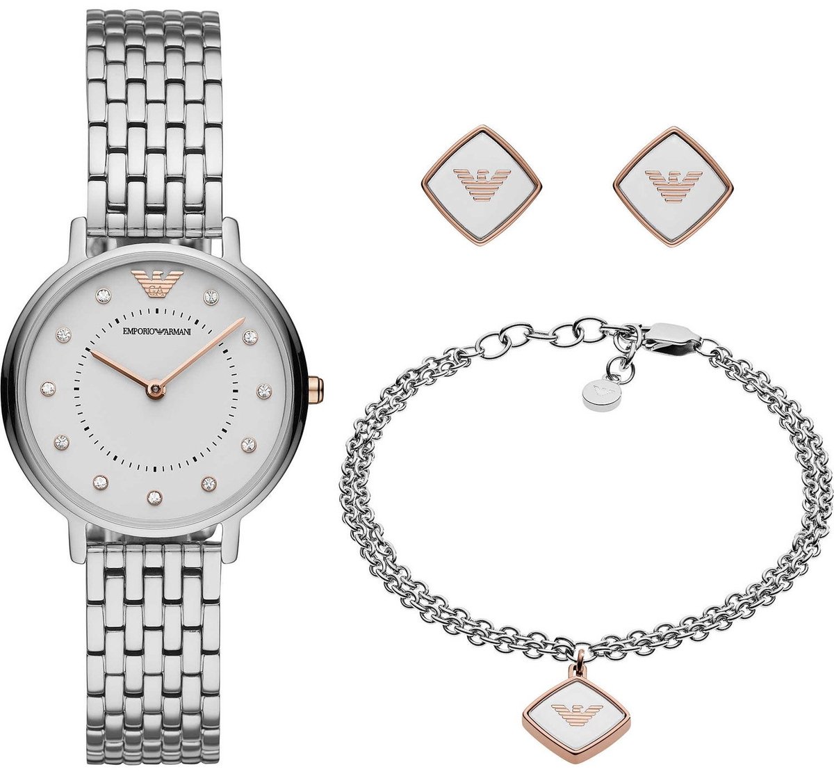 Emporio Armani Kappa AR80023 Horloge geschenkset - Staal - Zilverkleurig - 32 mm