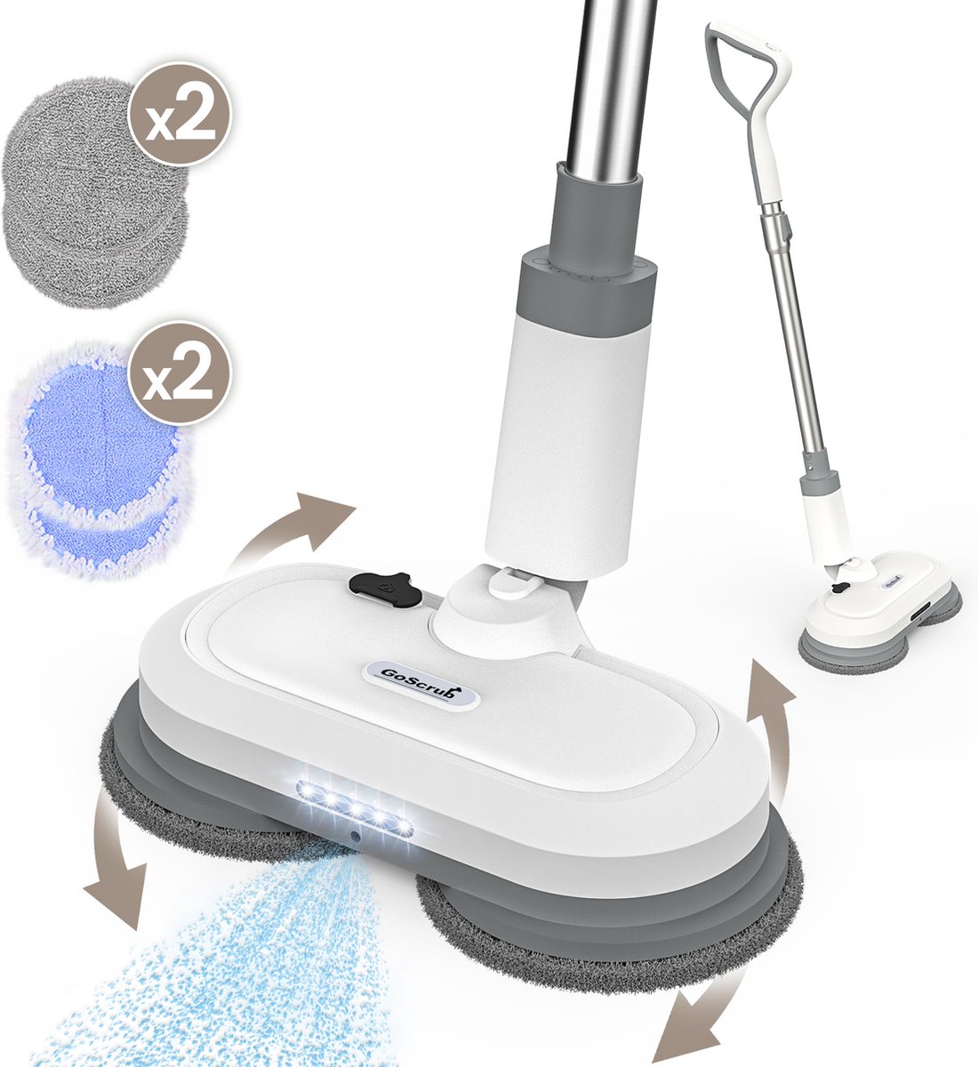 GoScrub® Draadloze Elektrische Dweil - Vloerreiniger voor Harde en Houten Vloeren - Stille en Wendbare Mop - Efficiënt Dweilsysteem met Oplaadbare Accu