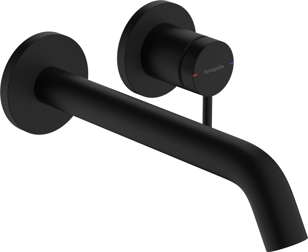 hansgrohe Tecturis Sééngreeps wastafelkraan inbouw voor wandmontage, met uitloop 22,5 cm mat zwart