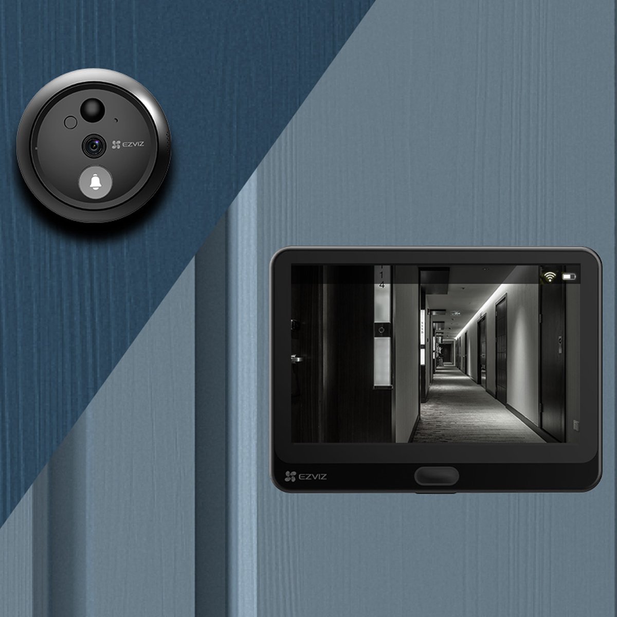 EZVIZ HP4 Wire-free Peephole Doorbell - 1080p - wide angle - night vision - monitor included