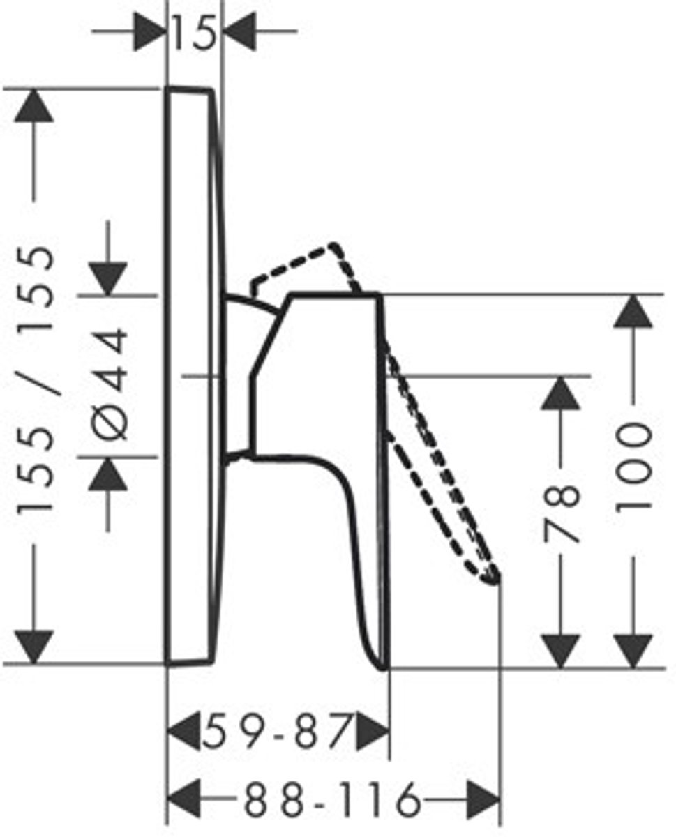 Hansgrohe Talis E afbouwdeel v. inbouw douchekraan mat zwart