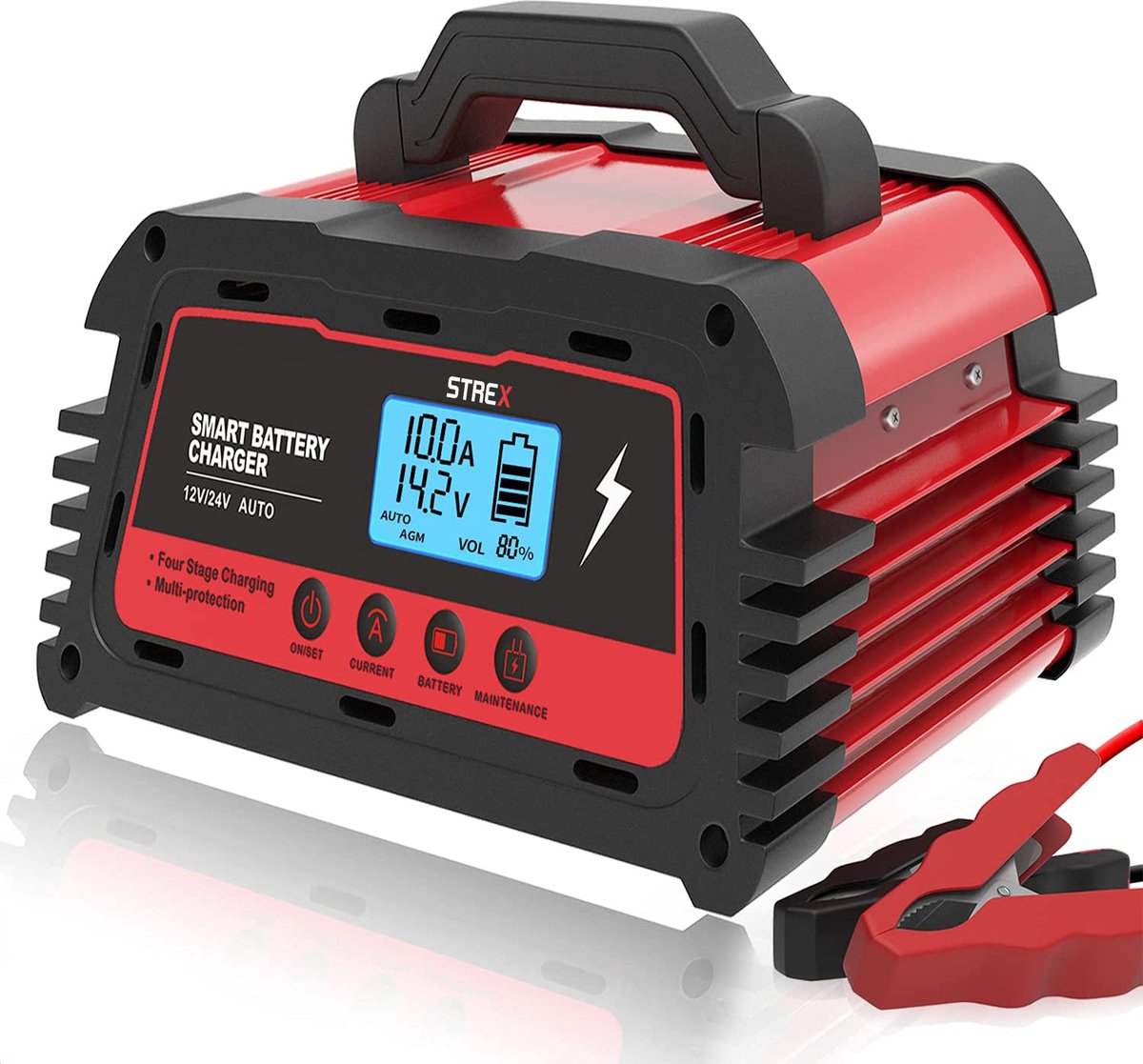Strex Industriele Acculader - 12/24V 5/10/25A - Reparatiemodus - Druppellader - Accu Lader voor Auto / Motor / Scooter / Boot / Camper