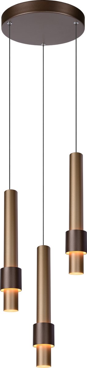 Lucide MARGARY - Hanglamp -Ø 28 cm - LED Dimb. - 3x4W 2700K - Koffie