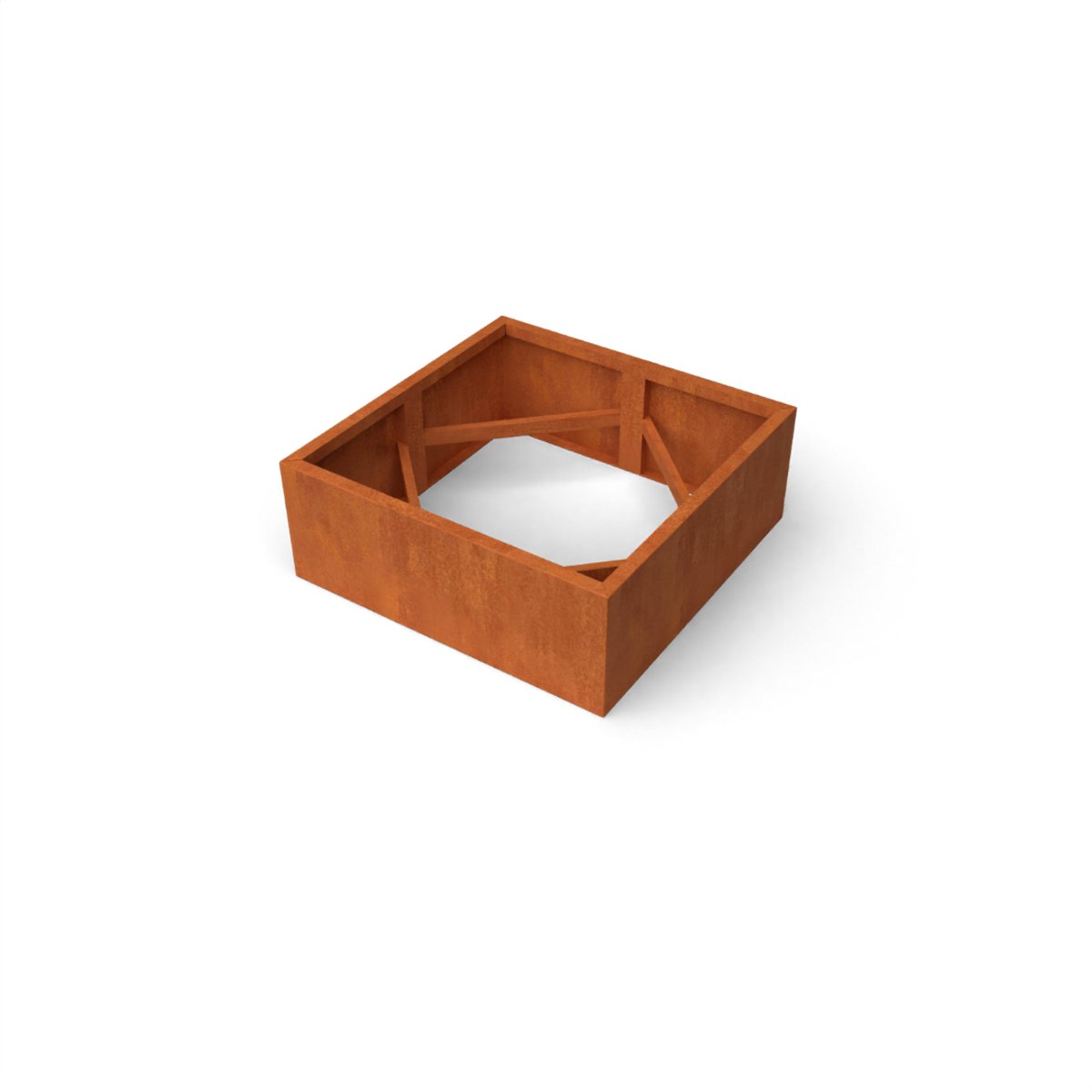 Artesa Rechthoekige plantenbak cortenstaal L80 x B80 x H30 cm zonder bodem - Geroba
