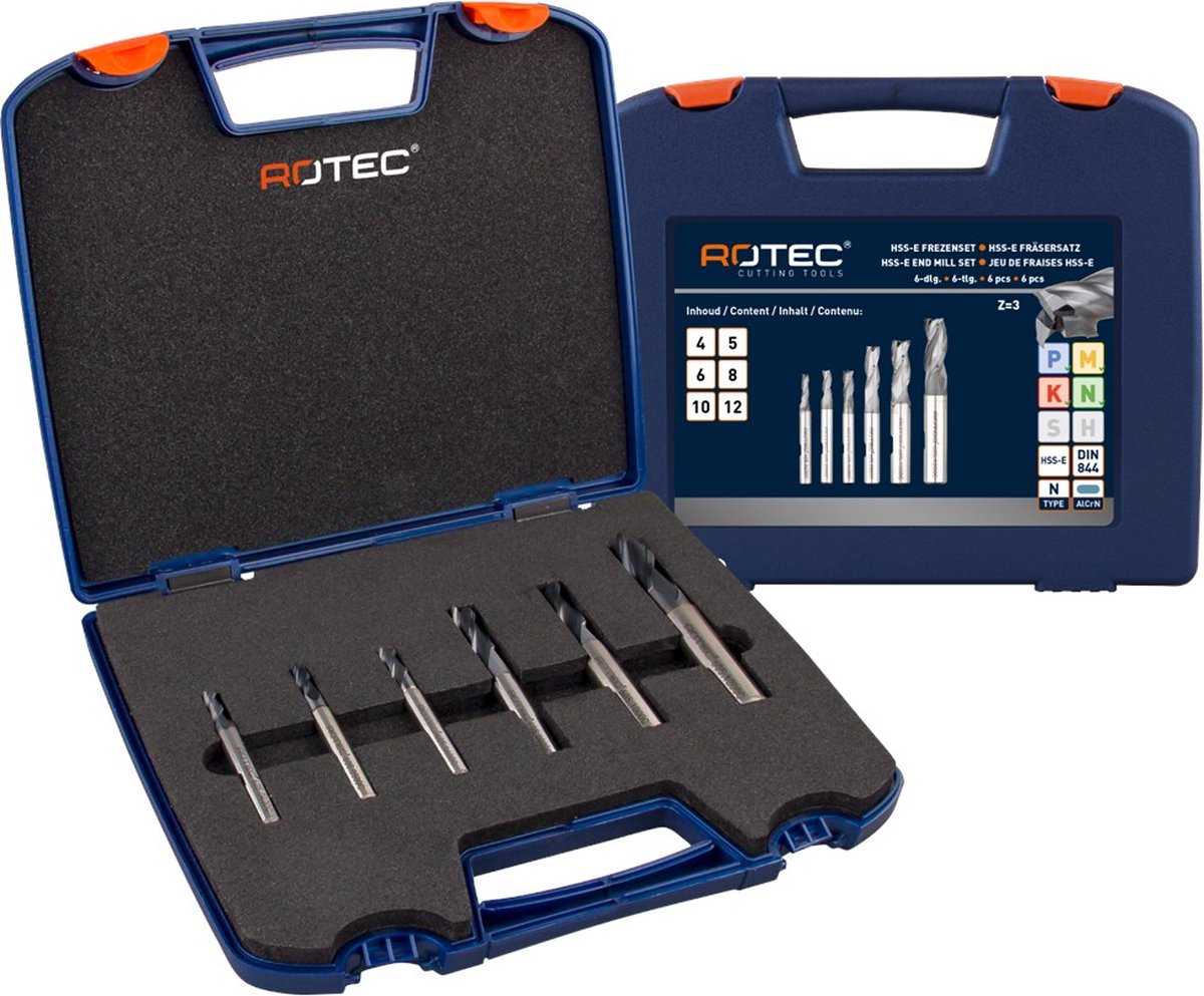 Rotec HSS-E uni.fr.set '605C', gec.ø4-12DIN844, Z3, 6dlg. ABS-cass - 605.9412C