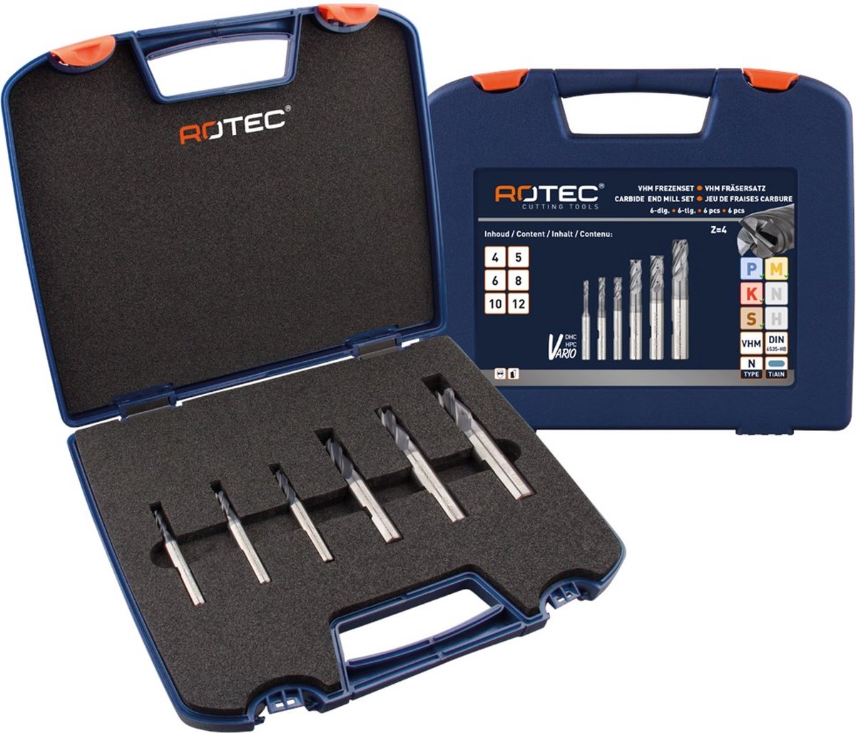 Rotec VHM frezenset '645 VARIO', 6-dlg, ø4-12 - 6459412