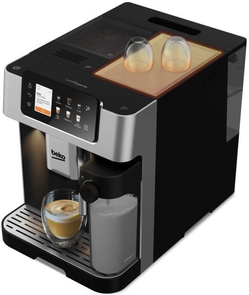 Koffiezetapparaat met molen - BEKO - CEG7348X - 1350 W - 250g bonen - Zwart / Zilver