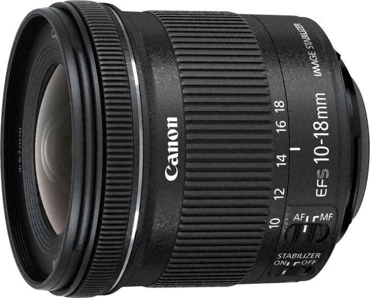 Canon EF-S 10-18mm f/4.5-5.6 IS STM + EW-73C + Lens Cloth SLR Ultra-groothoeklens Zwart