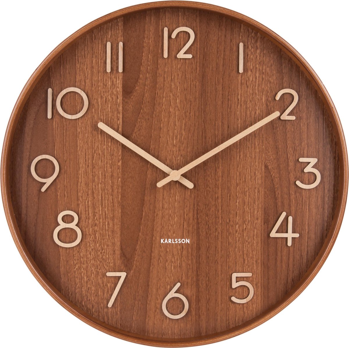 Karlsson - Wandklok Pure - Donkerbruin lindehout - Ø60cm