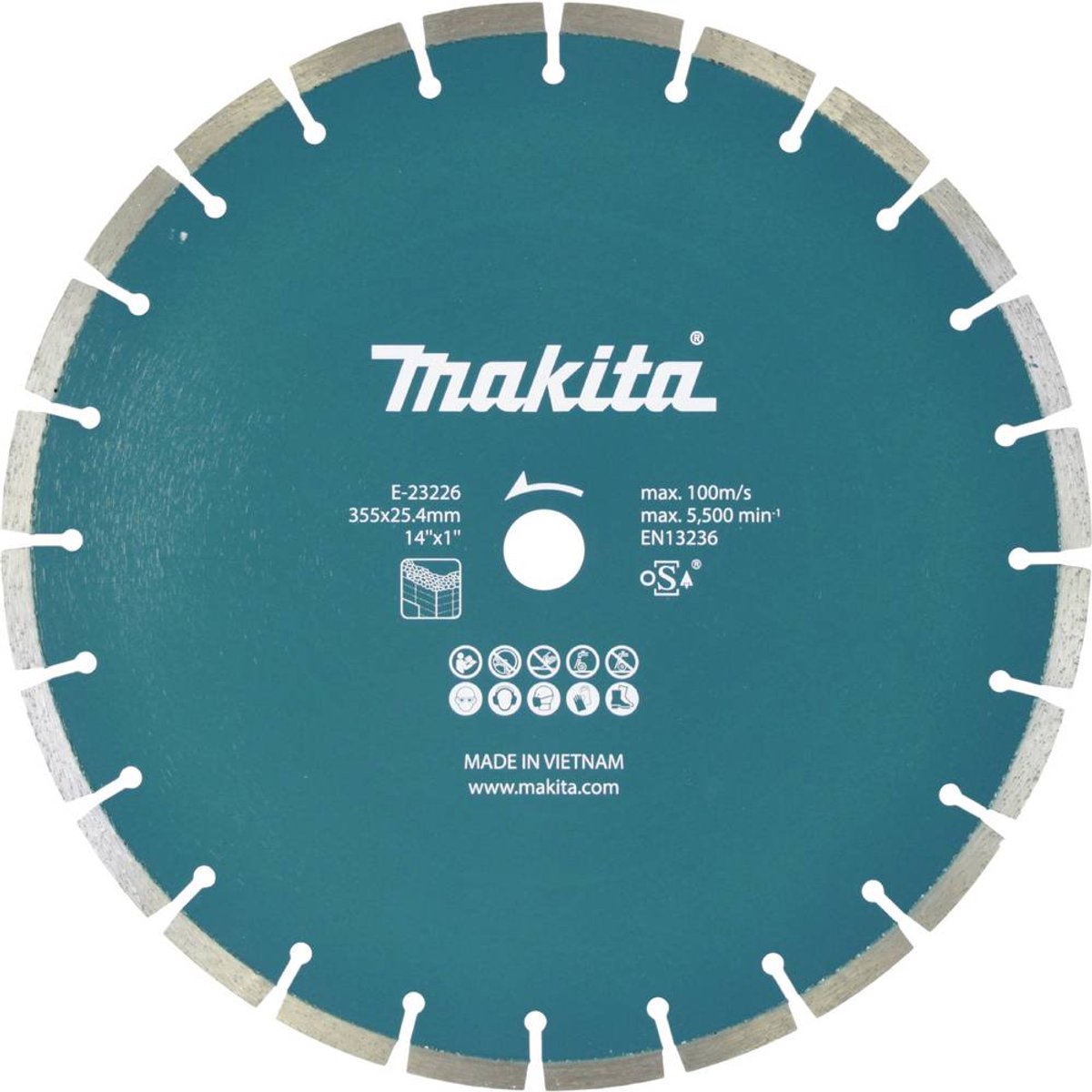 Makita E-23226 Diamanten doorslijpschijf Diameter 355 mm Boordiameter 25.4 mm 1 stuk(s)