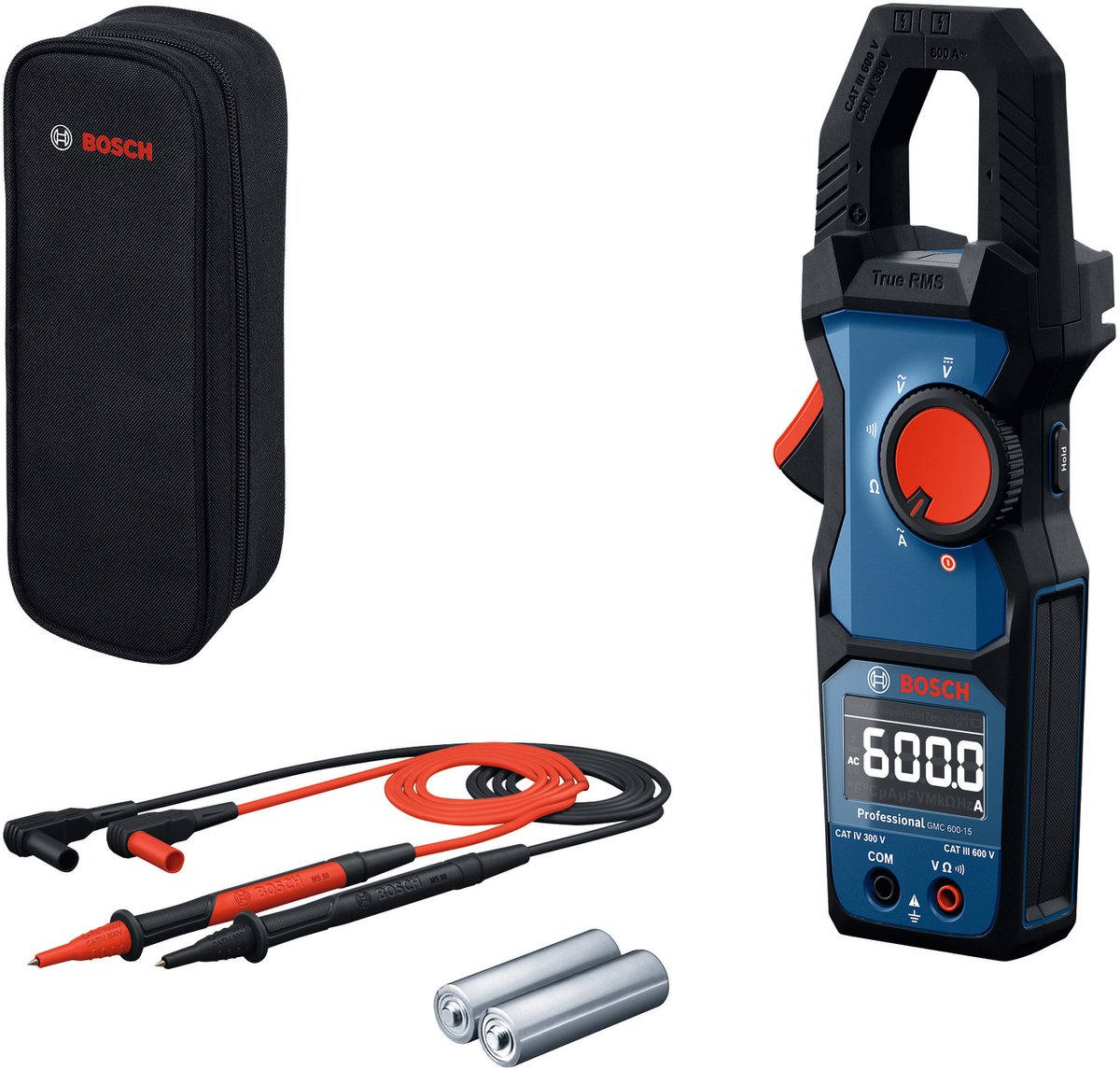 Bosch GMC 600-15 True-RMS Stroomtang In Etui - AC/DC 600V&AC 600A - CAT III 600 V / CAT IV 300 V