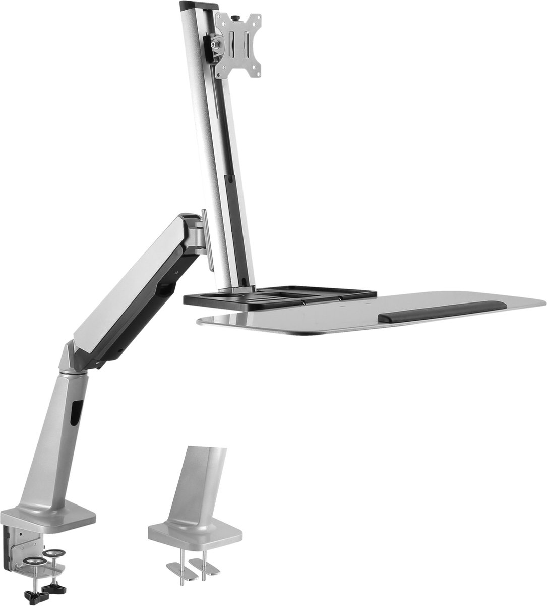 Zit sta werkplek - monitorbeugel met toetsenbord - werkstation