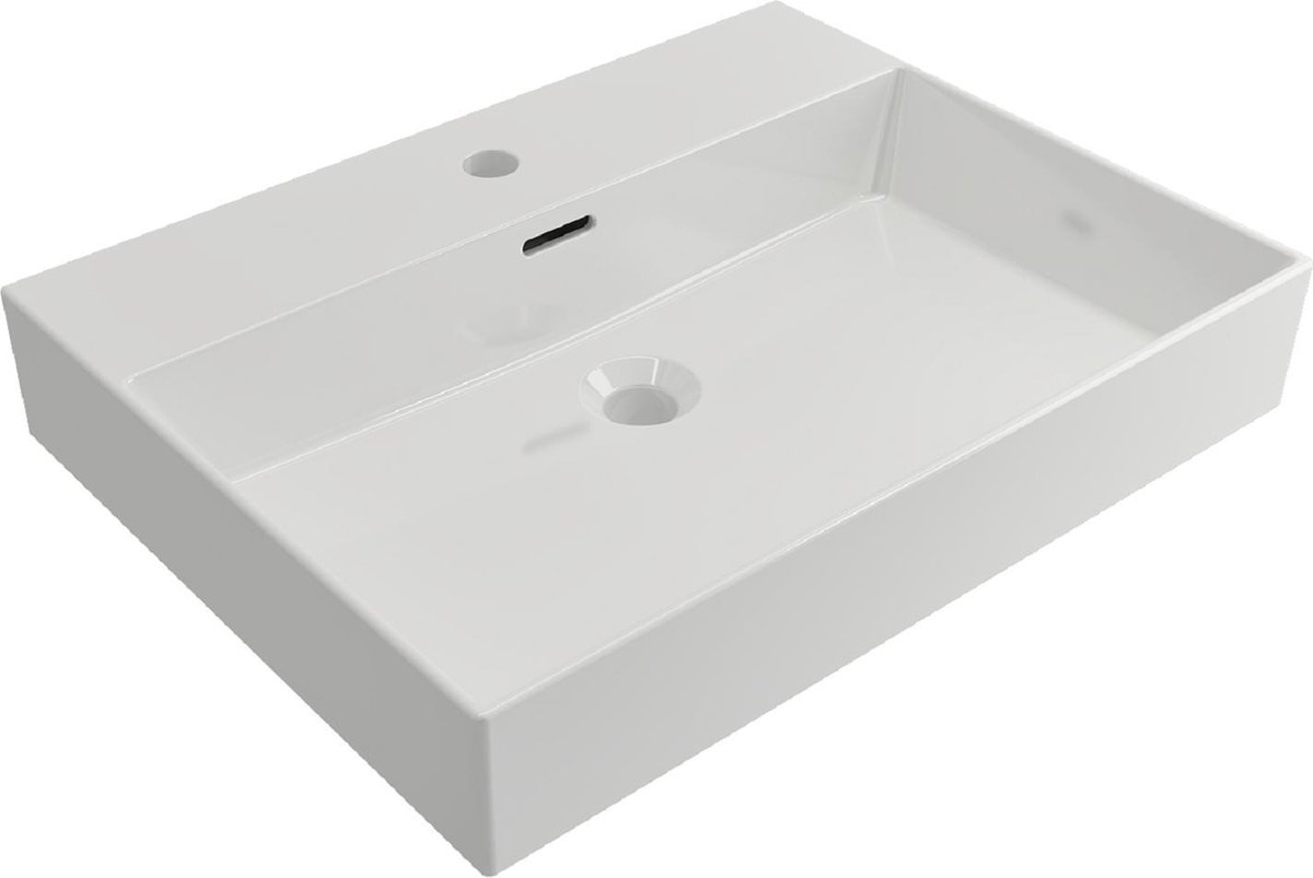 Plieger Kansas wastafel - 60x45 cm - met kraangat - wit