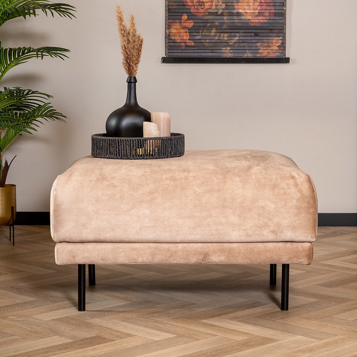 Bronx71 Hocker Denver velvet taupe