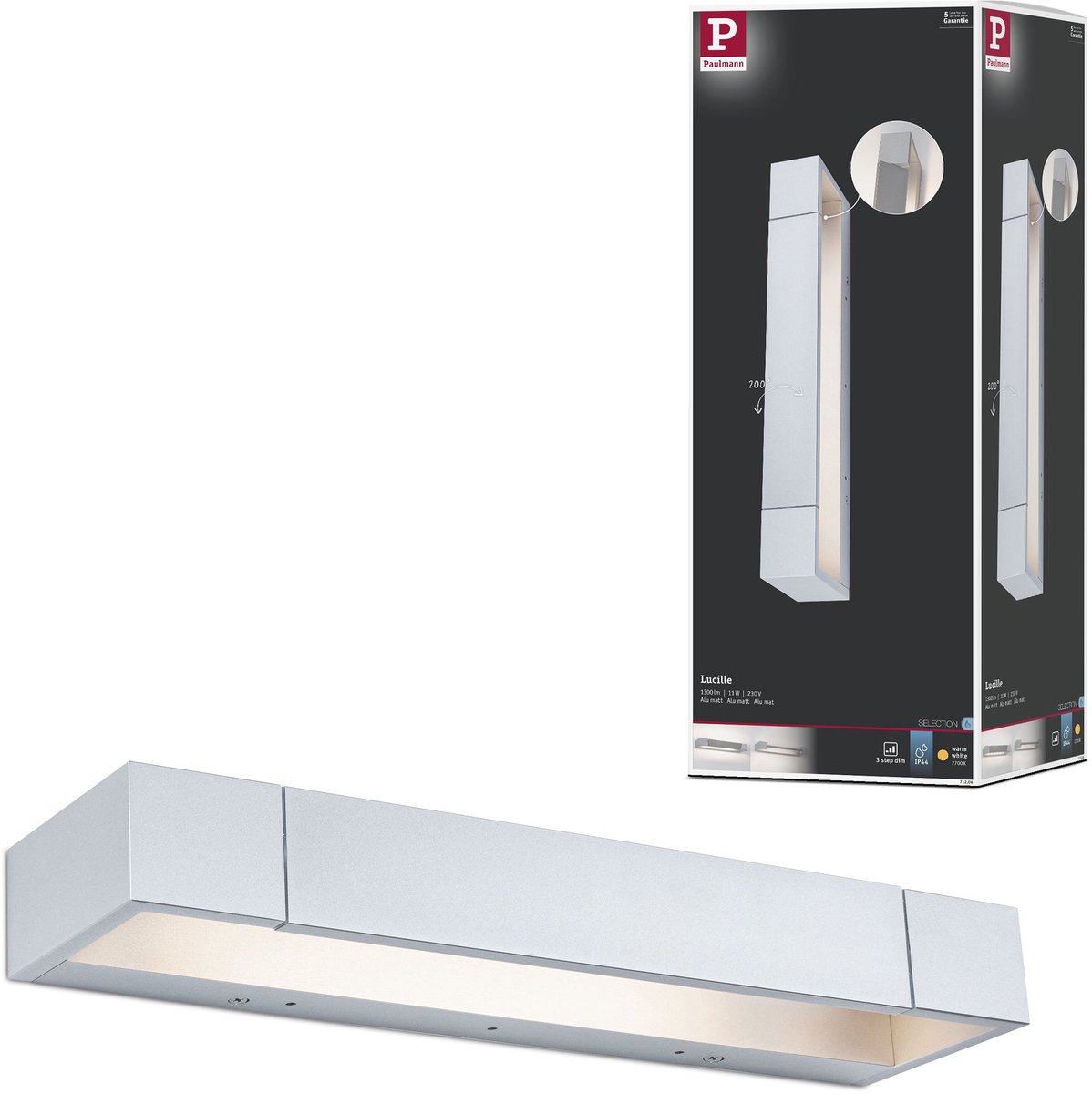 Paulmann Lucille 71206 Wandlamp voor badkamer 11 W Warmwit Aluminium (mat)