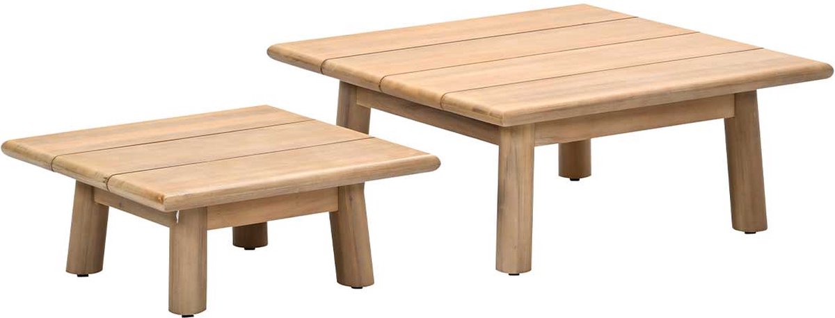 Lunar 87x87xH35 cm en 69,5x69,5xH26 cm acacia white wash - Garden impressions