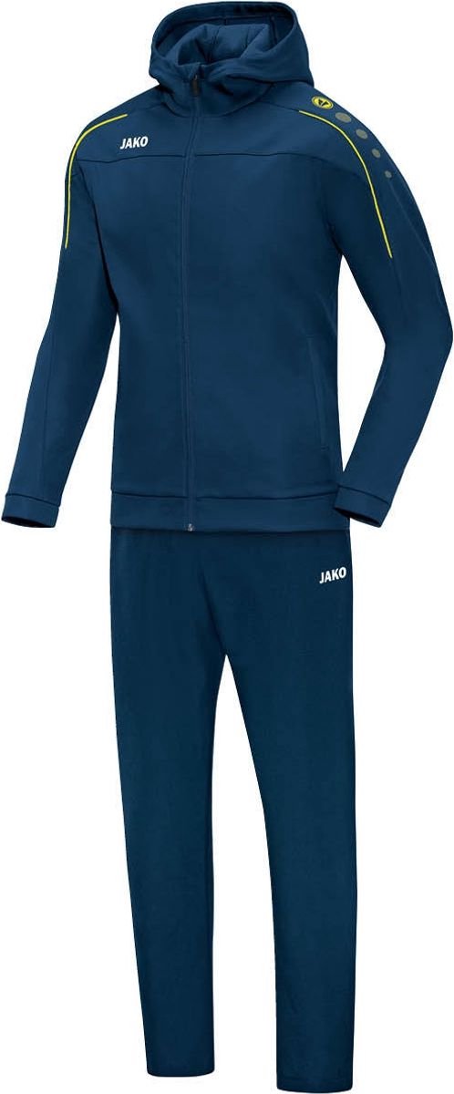 JAKO M9650 Vrijetijdspak Met Kap Classico - Nachtblauw/Citroen - 3XL