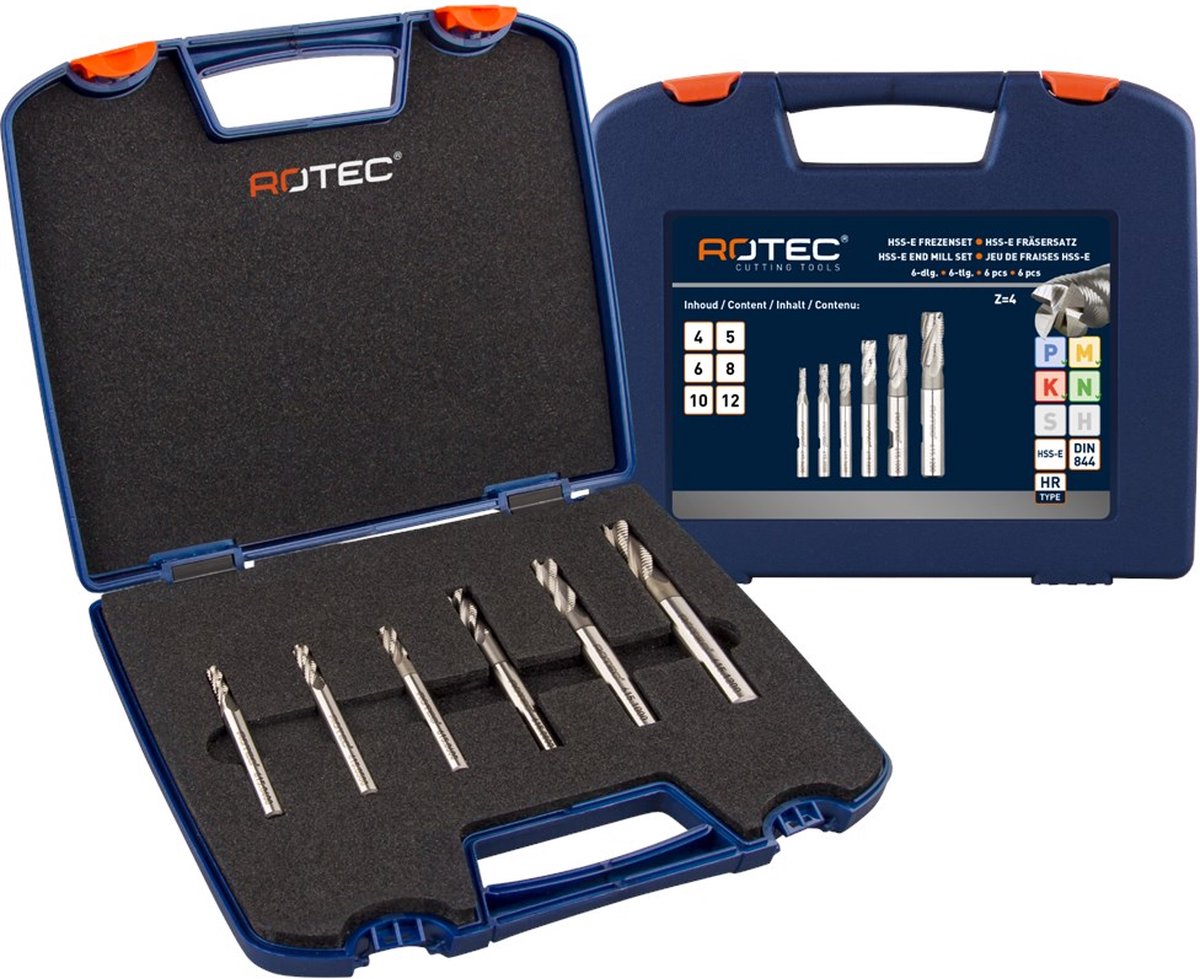 Rotec HSS-E ruwfrezenset '615', DIN 844, 6-dlg, ø4-12 - 6159412