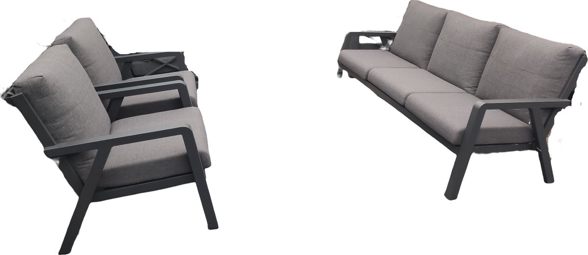 Domenico loungeset 3 delig antraciet zonder tafel - Driesprong collection