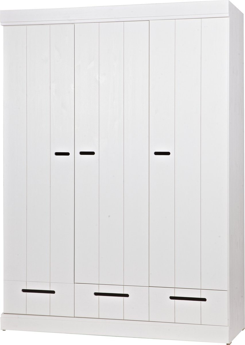 Woood Connect Kledingkast H 195 x B 140 x D 53 cm - Lades, Planken en Roede - Wit