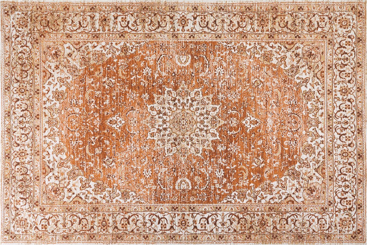 Beliani-HAYAT-Laagpolig vloerkleed-Oranje-200 x 300 cm-Katoen