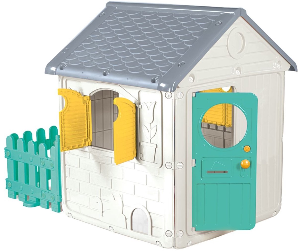 Dolu Speelhuis 122.5x104x156 cm + Geluid Wit/Groen/Grijs/Geel
