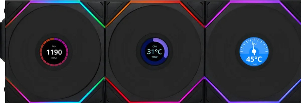 Lian Li Lian Li UNI FAN TL Wireless LCD Lüfter, ARGB, PWM, 3er-Pack inkl. Controller PC-ventilator Zwart (b x h x d) 120 x 28 x 124 mm
