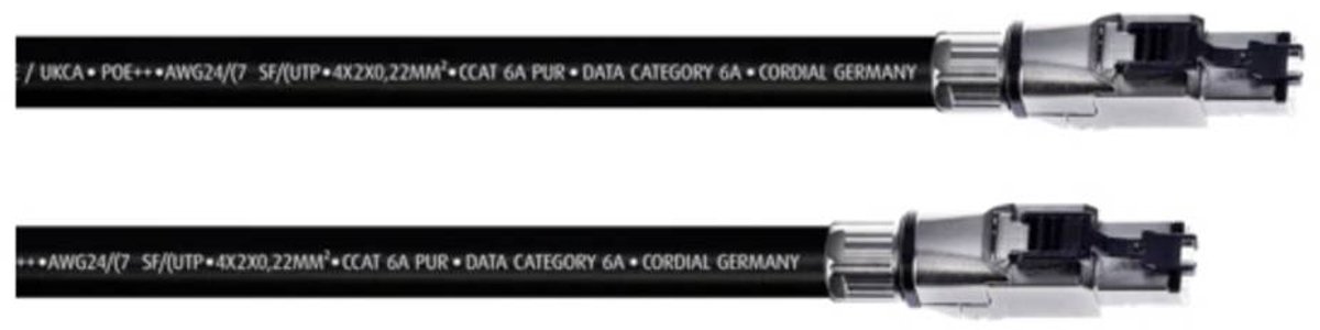 Cordial 15611 RJ45 Netwerkkabel, patchkabel CAT 6A SF/UTP 3.00 m Zwart PUR-mantel 1 stuk(s)