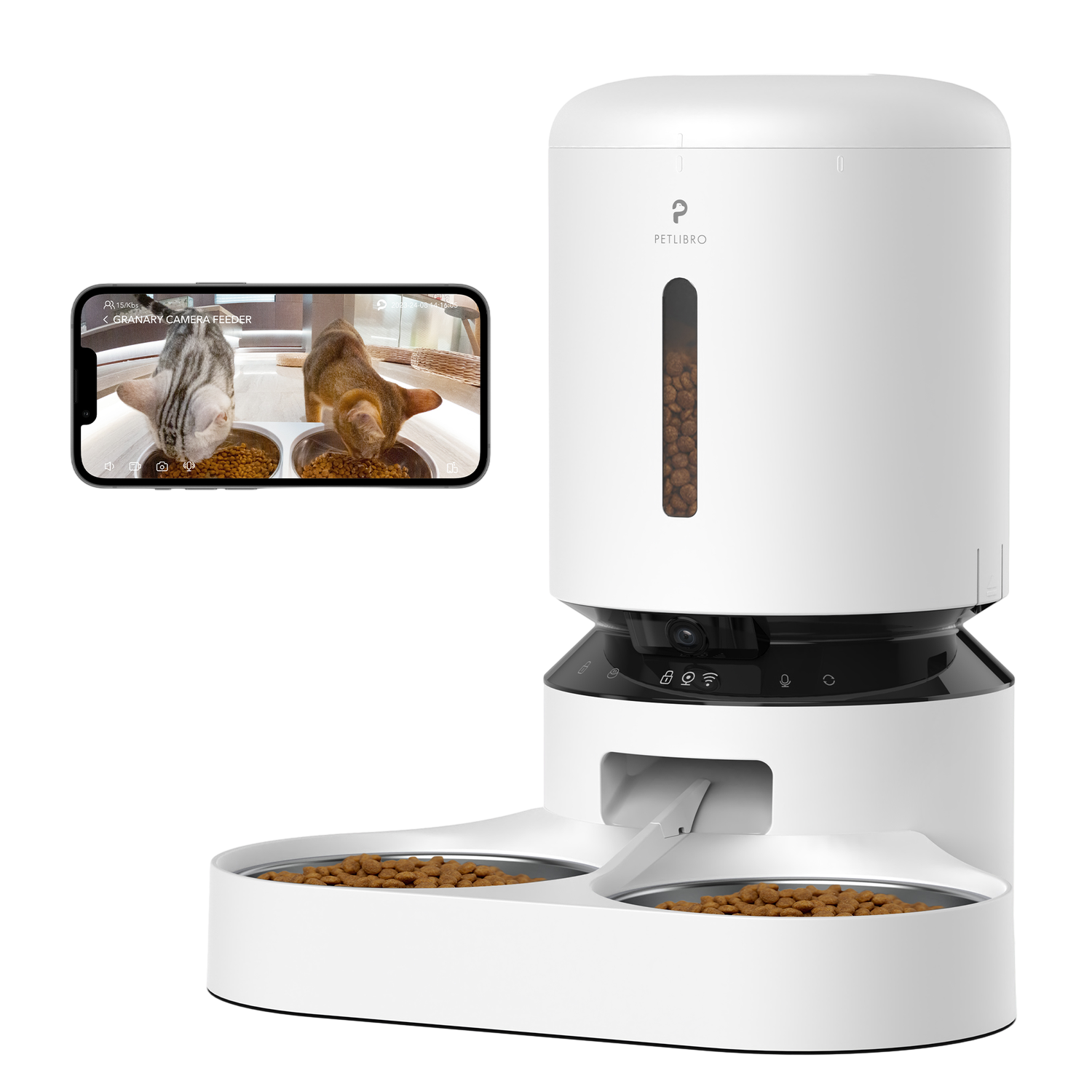 Petlibro Granary Camera Dual Food Tray White Voedsel Dispenser