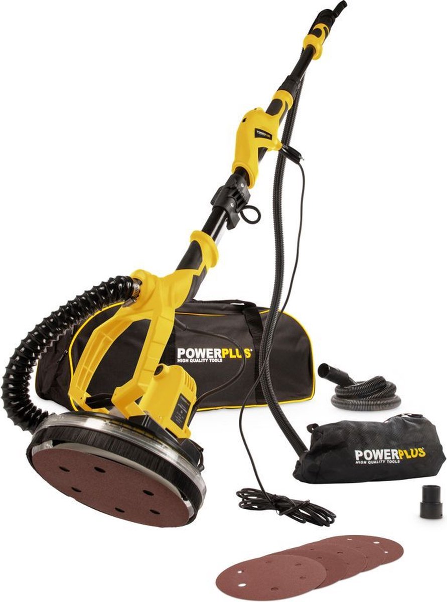 Powerplus POWX0479 Telescopische wandschuurmachine - 1050W -Ø225mm - Incl. 6x schuurpapier - Voor plafond en muur