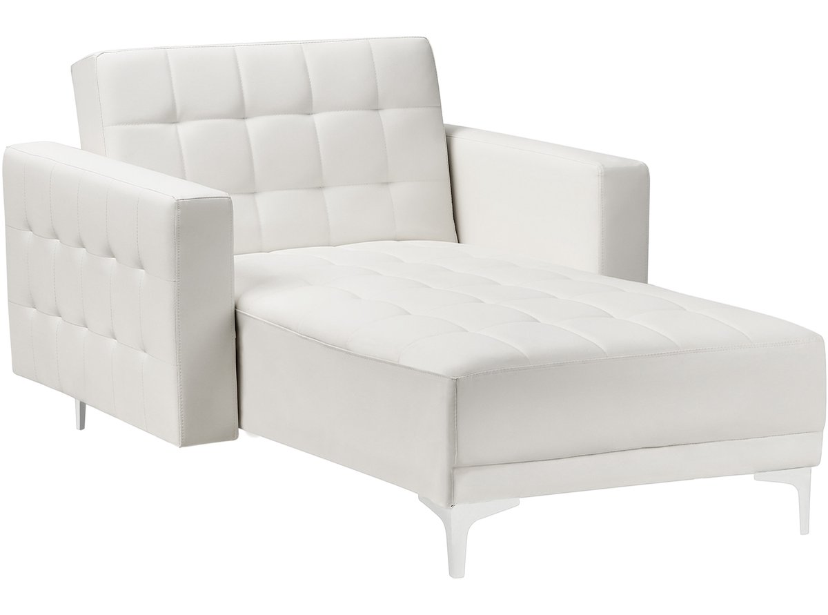 Beliani - ABERDEEN - Chaise longue - Wit - Symmetrisch - Kunstleer