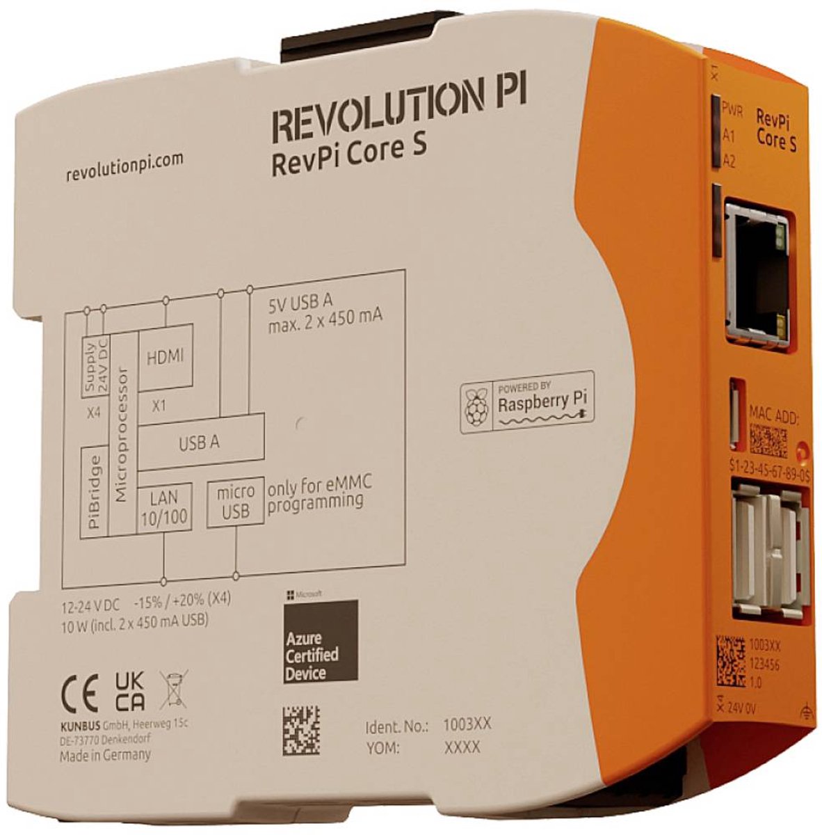 Revolution Pi by Kunbus RevPi Core S 16 GB PR100360 PLC-aansturingsmodule 24 V/DC
