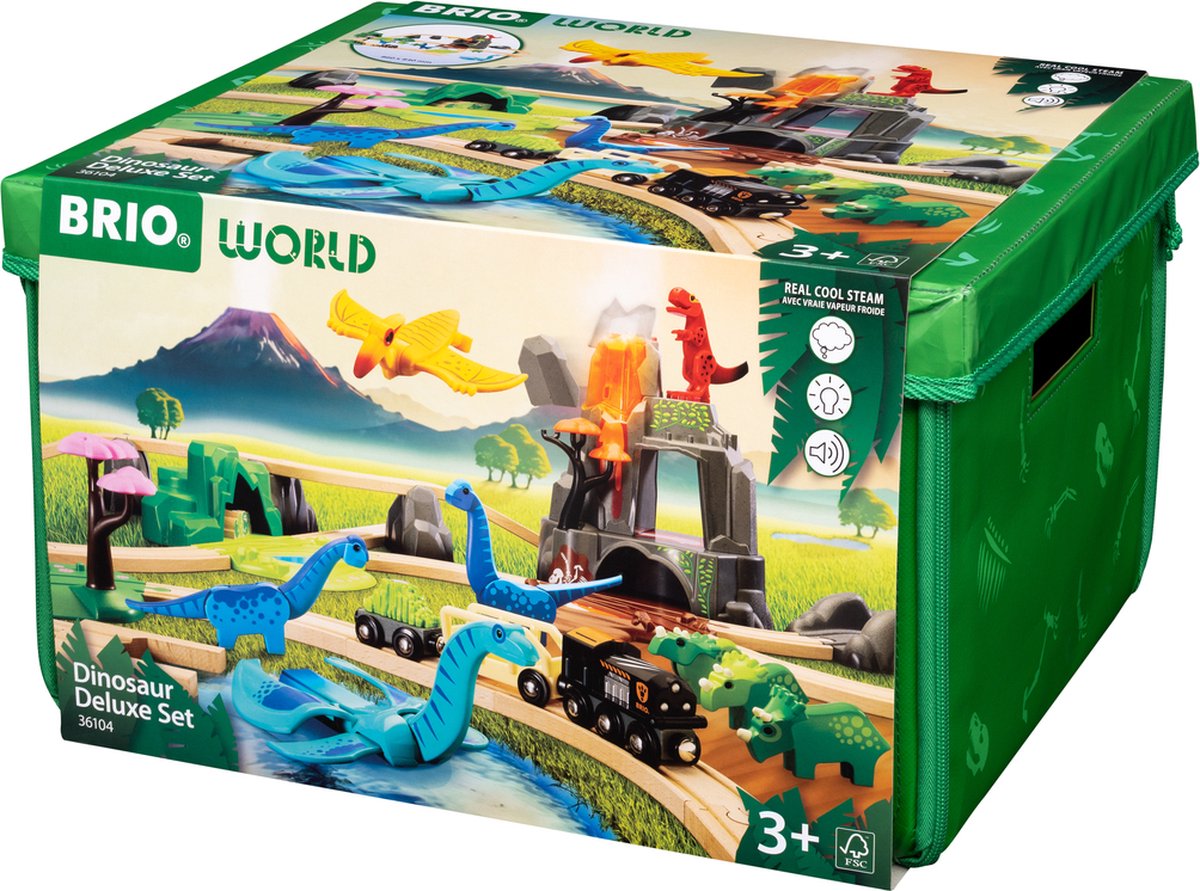BRIO World - 36104 Luxe set met dinosaurussen | 45-delige set speelgoedtreintjes voor kinderen vanaf 3 jaar