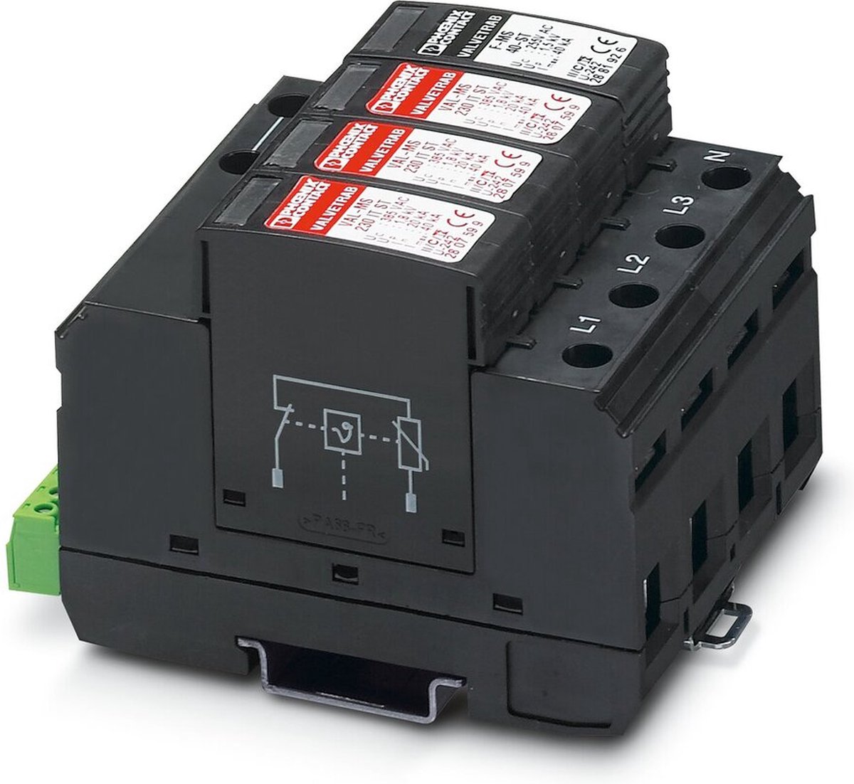 Phoenix Contact 2838199 VAL-MS 230/3+1 FM Overspanningsveilige afleider Overspanningsbeveiliging voor: Verdeelkast 20 kA 1 stuk(s)