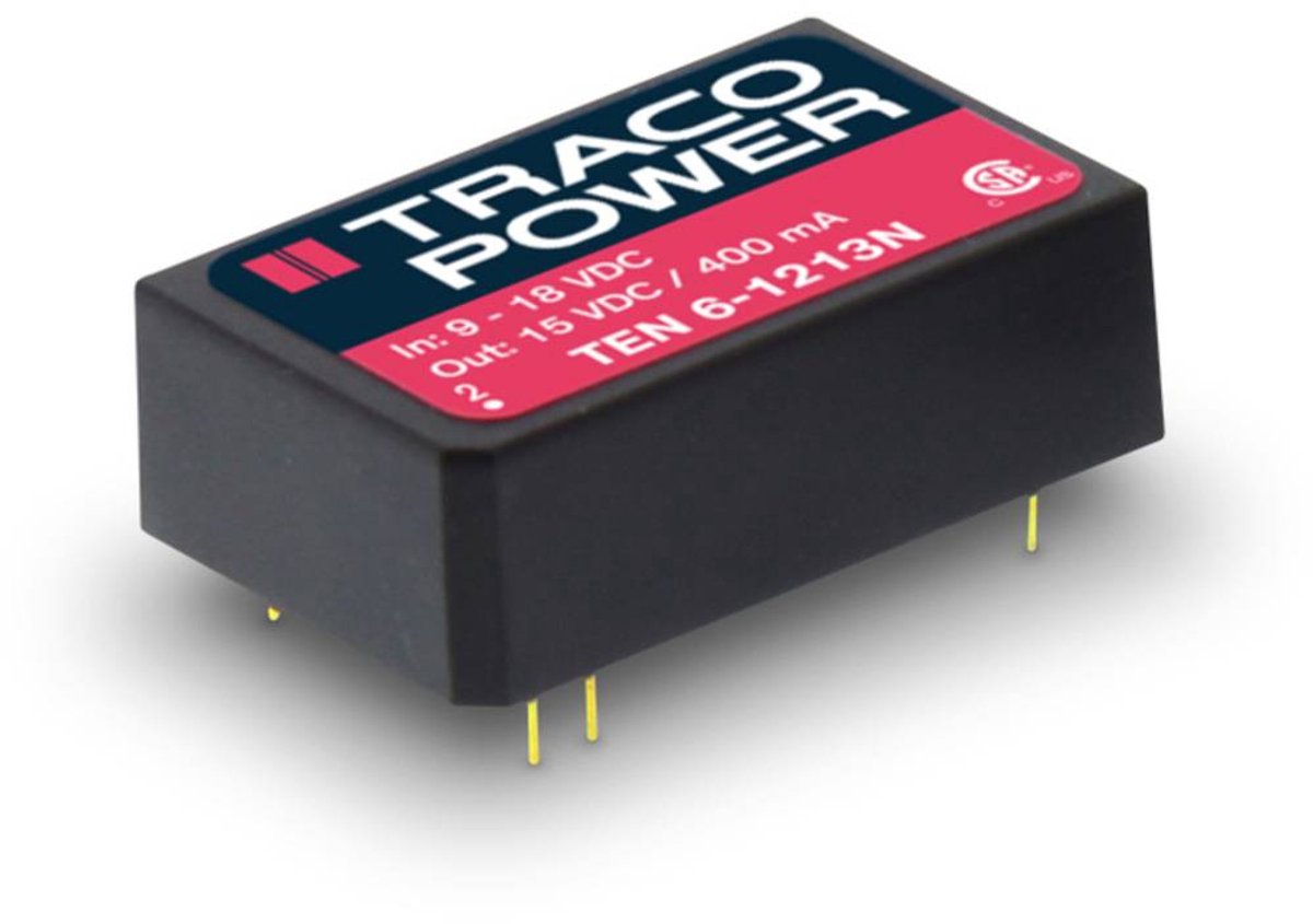 TracoPower DC/DC-converter, print 12 V/DC 15 V/DC 400 mA 6 W Aantal uitgangen: 1 x Inhoud 10 stuk(s)