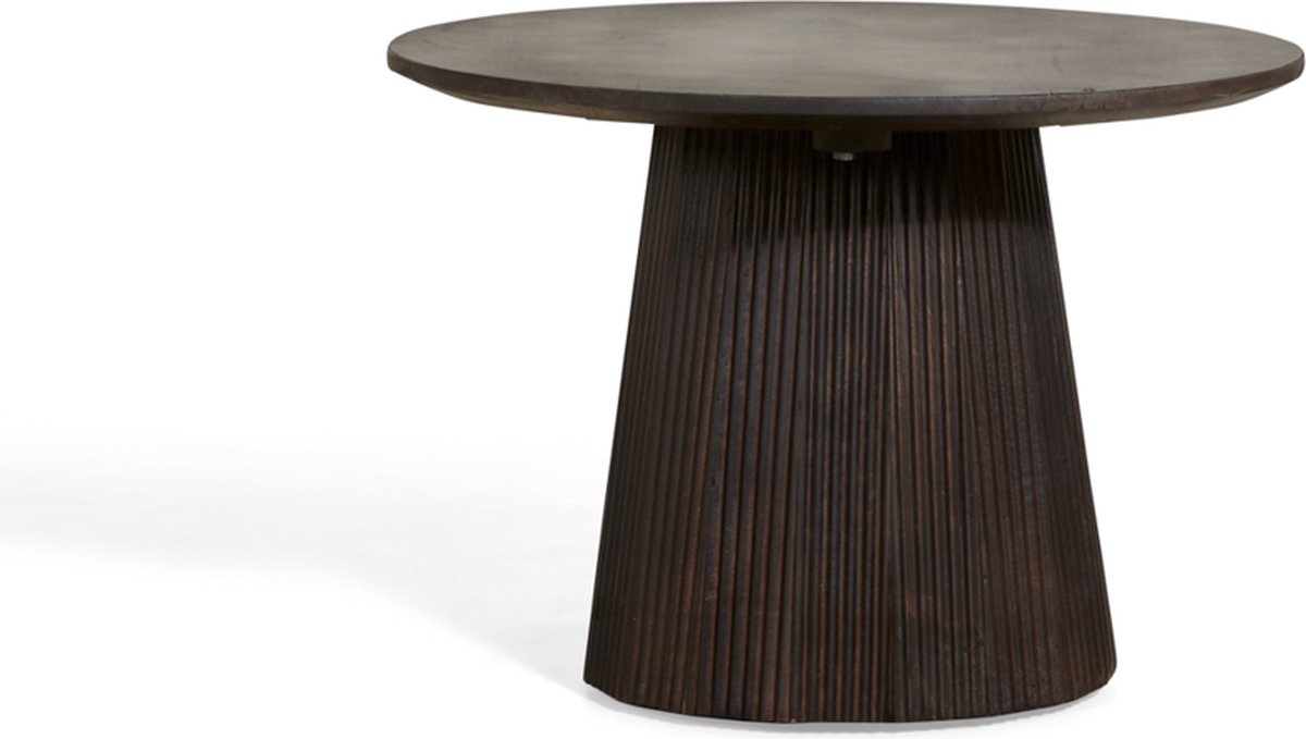 by fonQ Grand Bijzettafel Donkerbruin Mangohout - Ø 60 cm