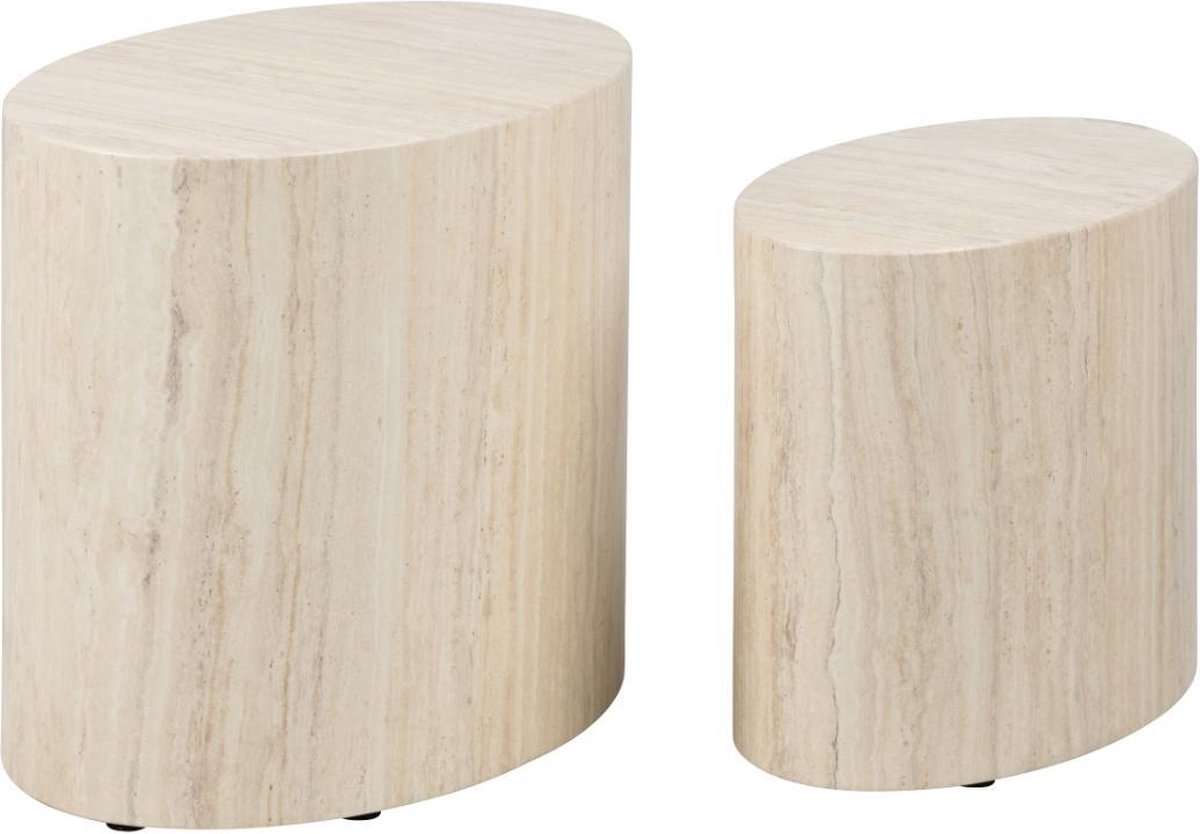 by fonQ Dice Bijzettafel Set van 2 - Ovaal - Crème