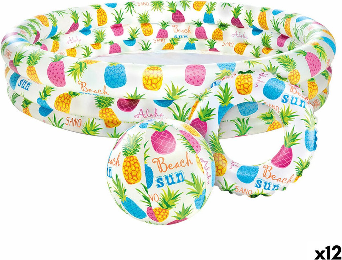 Opblaasbaar Kinderzwembad Intex Ananas Ringen 248 L 132 x 28 x 132 cm (12 Stuks)