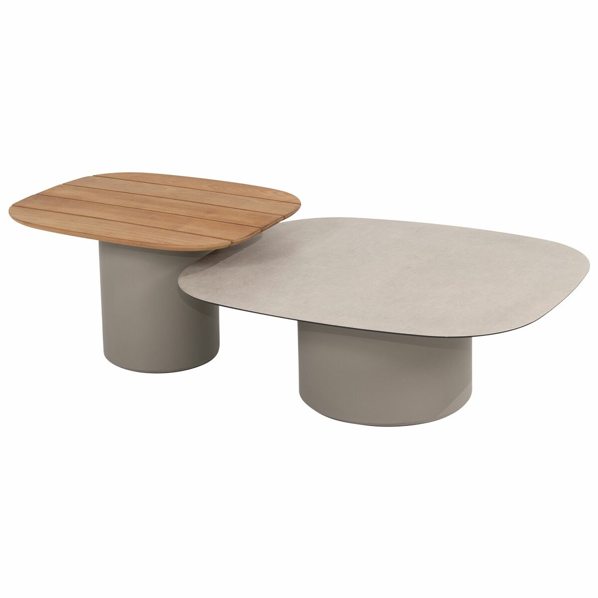 Taste Demi set van 2 coffee tafels keramiek print & teak cloud 50 x 60 en 70 x 80 cm - 4so