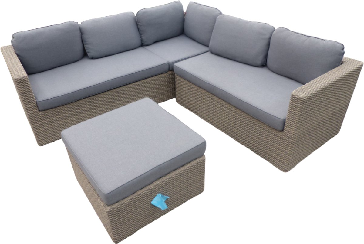 Gibson cornerset natural kobo grey incl. royal antraciet kussens - Eurofleur aanbieding