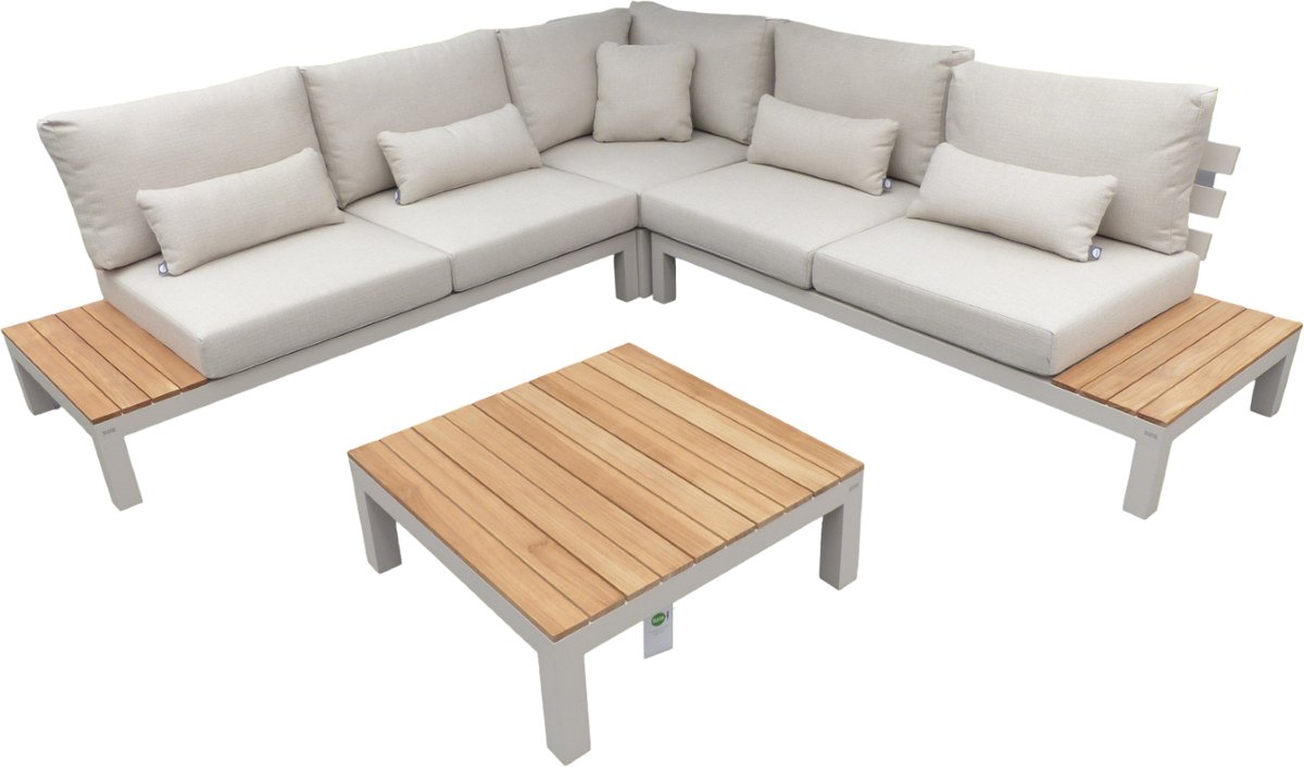 Vita cornerset camel sand/teak inclujsief natural mixed weave kussens - Yoi
