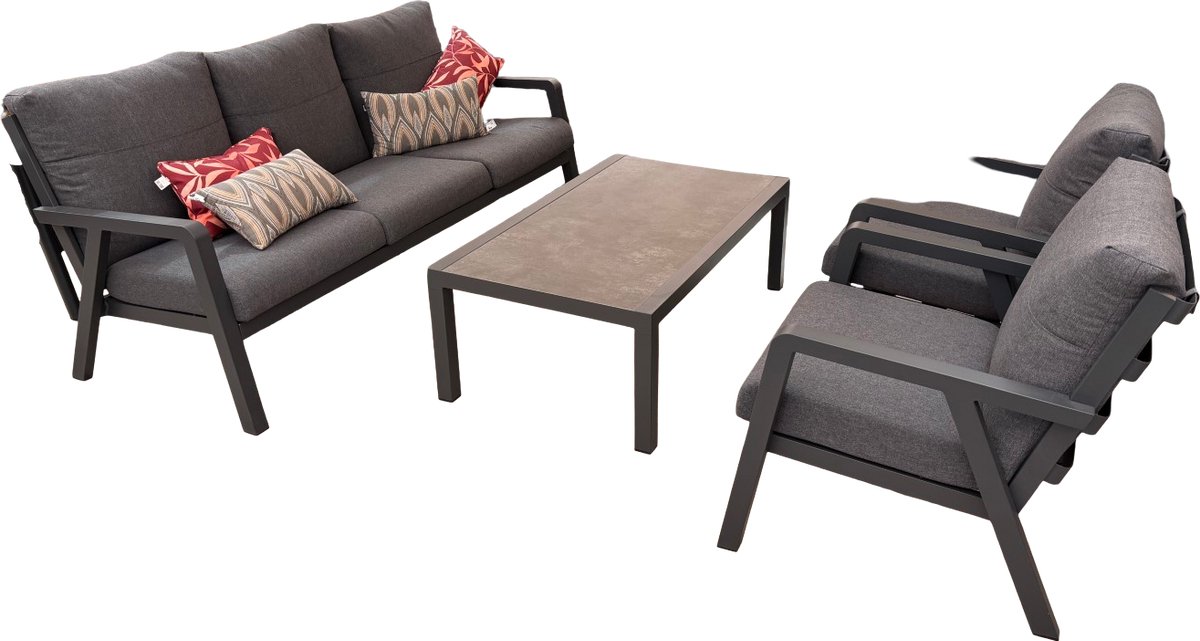 Domenico loungeset met tafel antraciet 4-delig - Driesprong collection