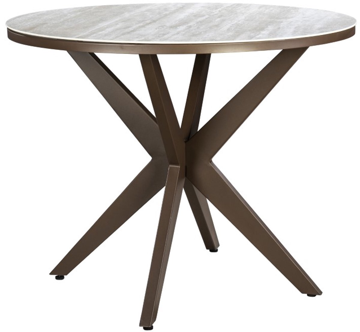 Calma high dining tafel dia. 120 cm aluminium bronze/travertin - Yoi