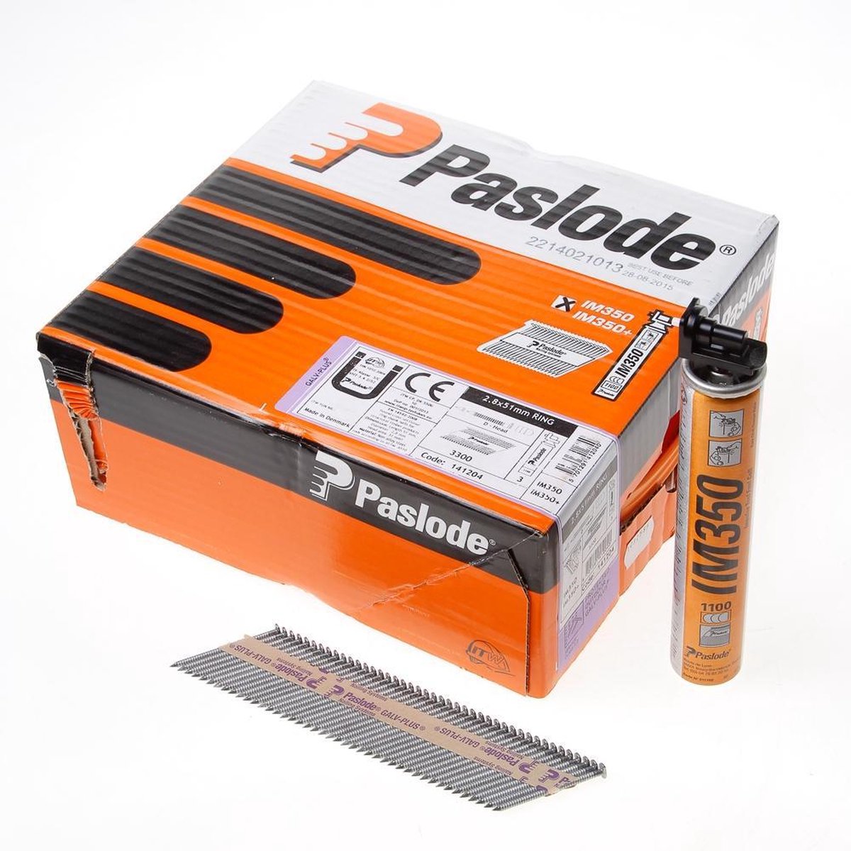 Paslode 34° Papier Gebonden Stripnagels IM350 | D-Kop | 2,8x51 mm | Galv-Plus® | Ring | +3x Gas VE=3300 - 141204