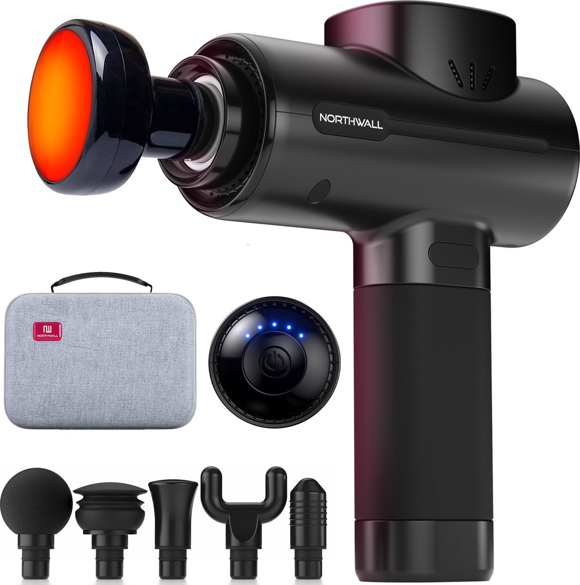 Northwall Massagepistool Professioneel PRO - Massage Gun Inclusief Koffer en 6 Opzetstukken incl. Wa