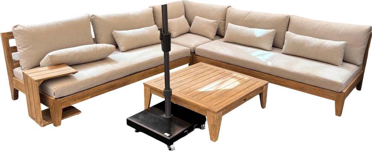 Kailua hoeklounge acacia white wash/sahara sand 5-delig - Driesprong collection