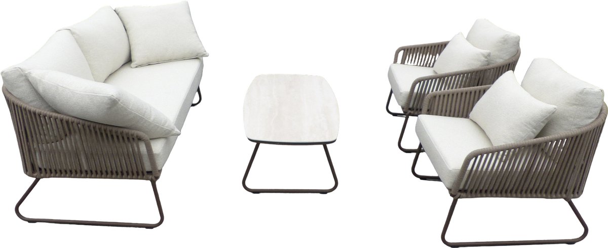 Calera 4 piece loungeset aluminium bronze/belt toffee/wool white AW - Yoi