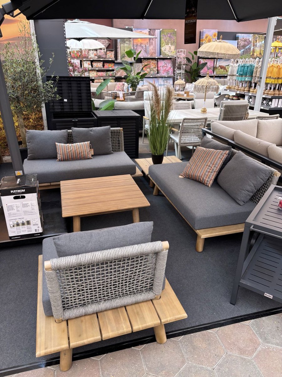 Lunar loungeset acacia white wash/rope dark grey/mystic grey - Driesprong collection